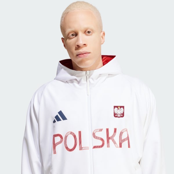adidas Bluza dresowa Poland Z.N.E. Podium Full-Zip - Bialy