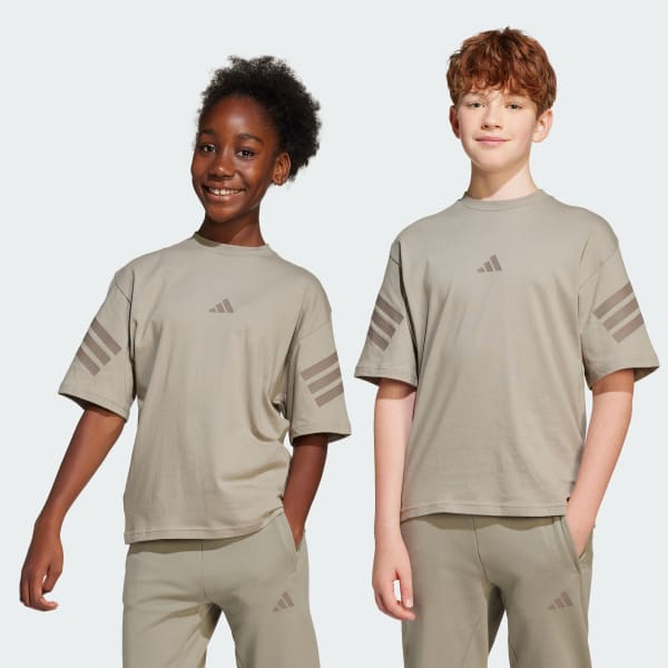 Beige Future Icons 3-Stripes Tee Kids