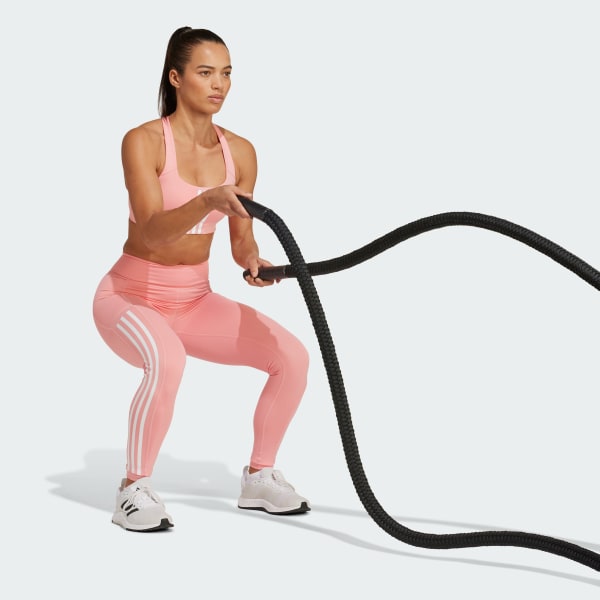 Pink Optime 3-Stripes Full-Length Leggings