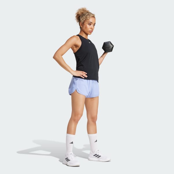 Azul Shorts Pacer All Gym Seasonal Canelado Cós Alto Tonal Três Listras