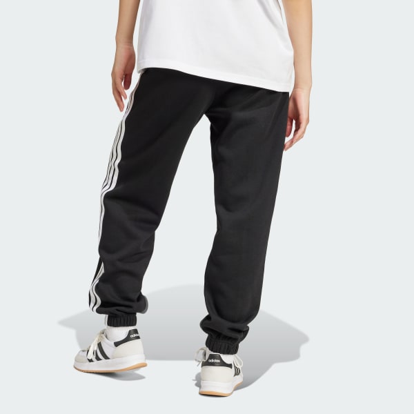 Negro Pantalón Essentials Fleece 3 Tiras Corte Holgado