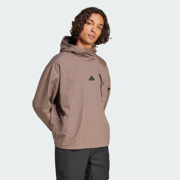 Marron Sweat-shirt à capuche City Escape Woven