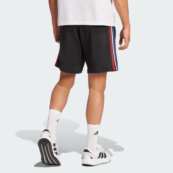 Black France Essentials 3-Stripes French Terry Shorts