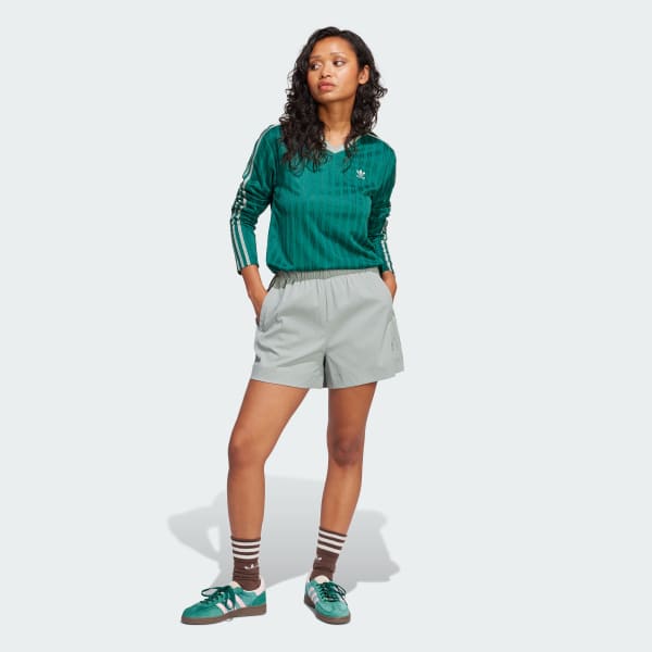 グリーン アディカラー フットボール ジャカード Vネック 長袖ポロシャツ