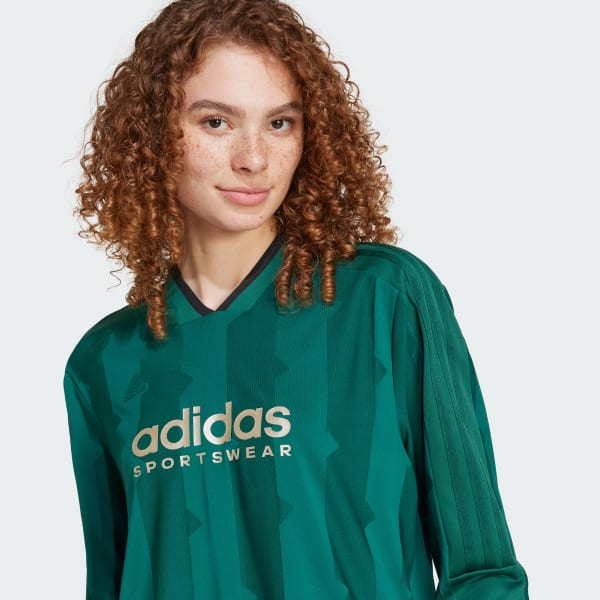 adidas Tiro Cut 3-Stripes Jacquard Long Sleeve Shirt - Green