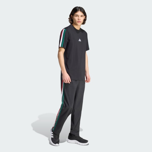 Negro Playera Essentials 3 Franjas tejido de punto jersey