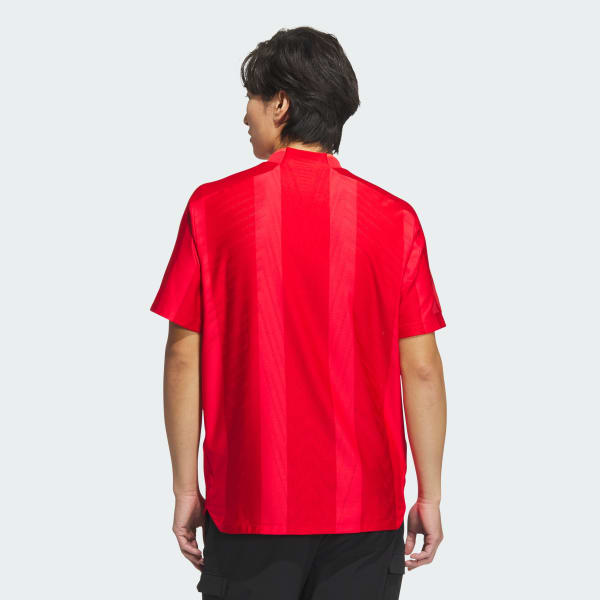 Red AEROREADY Adizero Bodymapping Jacquard Mock Neck Short Sleeve Shirt