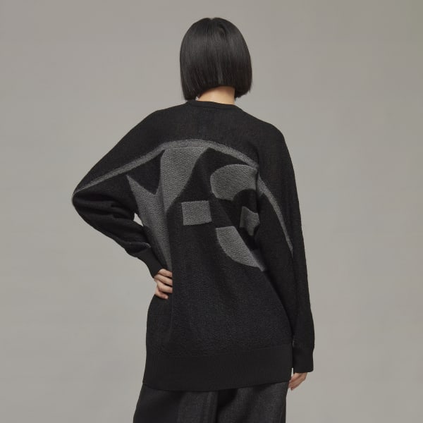 Black Y-3 Classic Sheer Knit Crew Sweater AT140