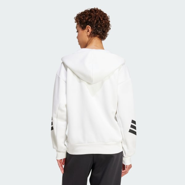 Hvit Future Icons 3-Stripes Full-Zip Hettejakke