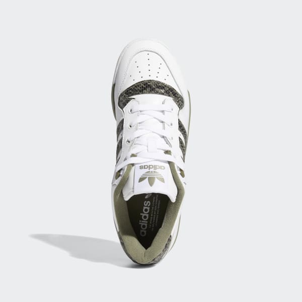 adidas originals rivalry low trainers with snakeskin in white and khaki