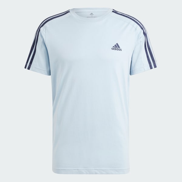 Blue Essentials Single Jersey 3-Stripes Tee