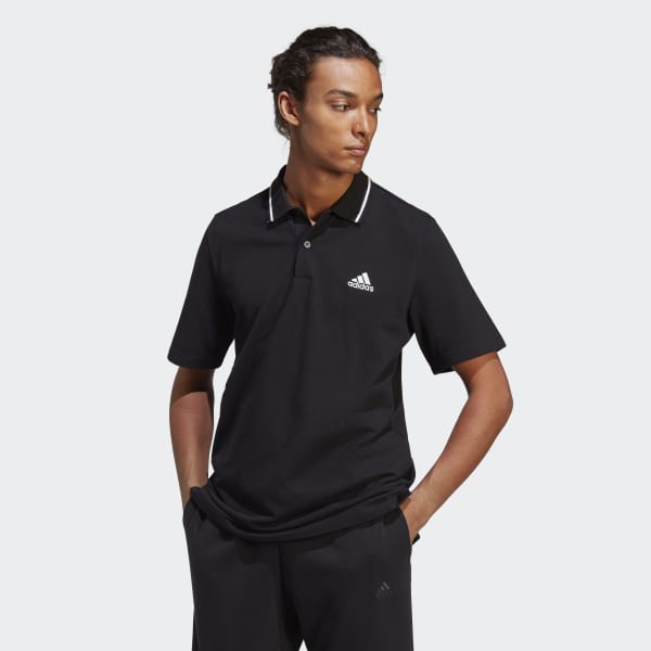 Black Essentials Piqué Small Logo Polo Shirt