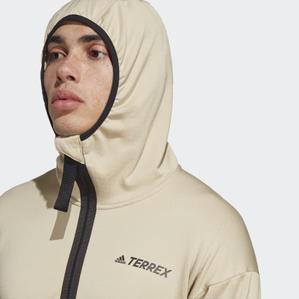adidas TERREX Tech Fleece Light Hooded Hiking Jacket - Beige | Men\'s Hiking  | adidas US