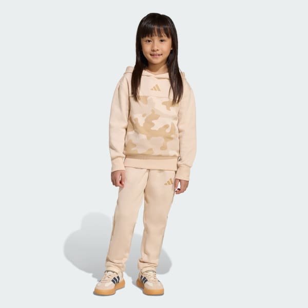 Beige Seasonal Essentials Little Kids Camo Fleece joggingsæt til små børn