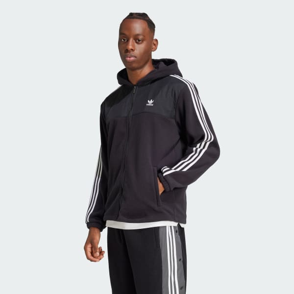 Μαύρο Adicolor 3-Stripes Teddy Fleece Hoodie