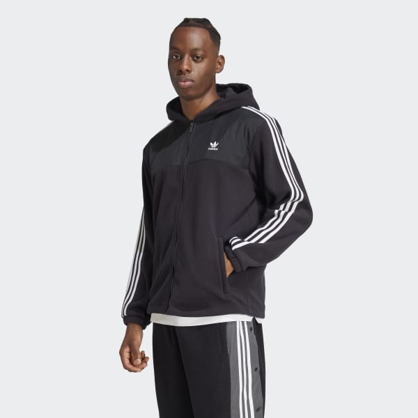 adidas Adicolor 3-Stripes Teddy Fleece Hoodie - Black | adidas India