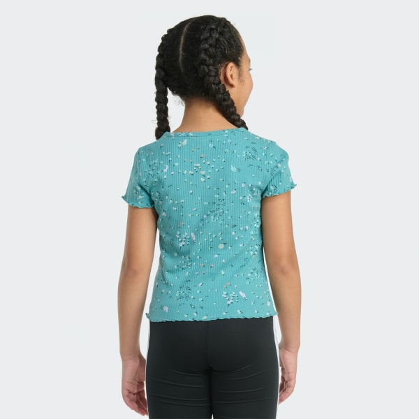Green Short Sleeve Printed Baby Rib Tee

