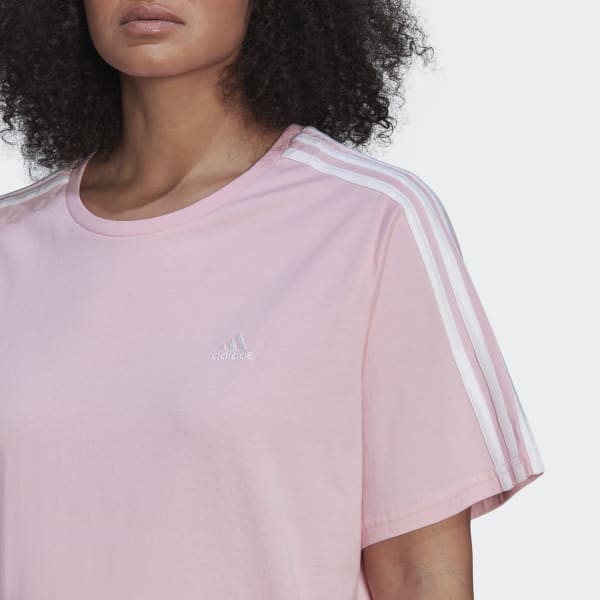 Rosa Essentials Slim 3-Streifen T-Shirt – Große Größen ZR994