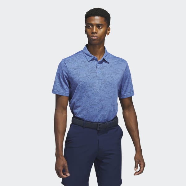Blauw Textured Jacquard Golfpolo