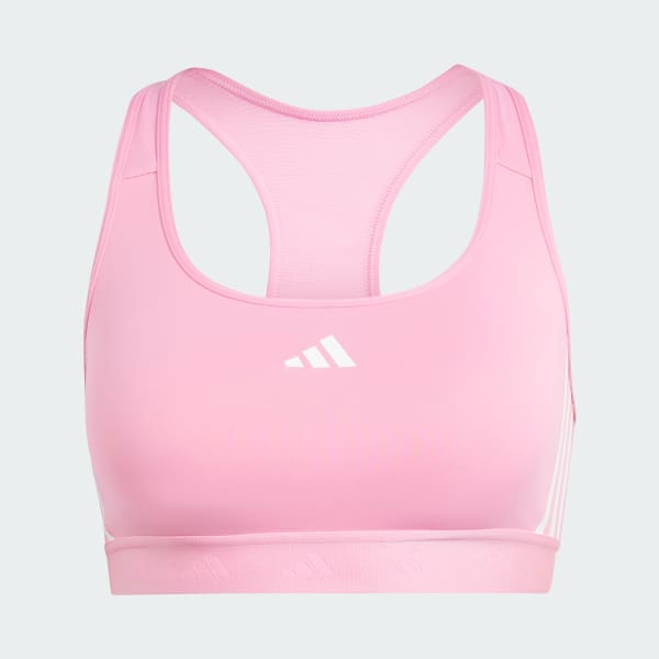 Adidas Light Pink Scoop Neck White Logo Athletic Sports Bra Size