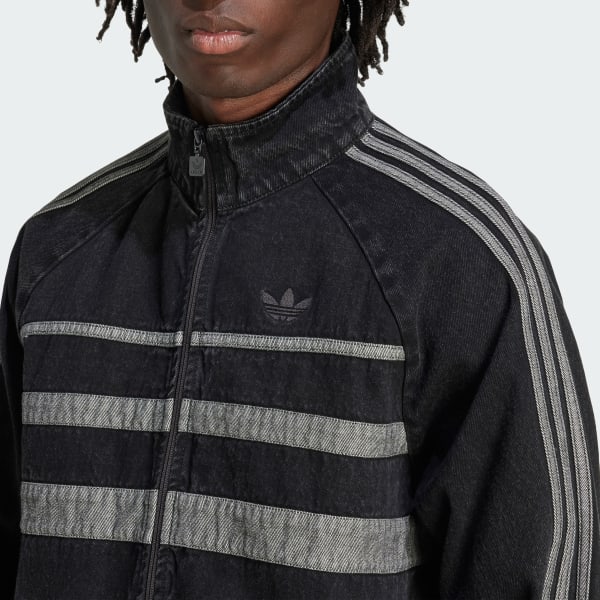 adidas アディカラーデニムトラックトップ Lサイズ ブラック JD3110 adidas Adicolor Denim Track Top - Black | Free Shipping with