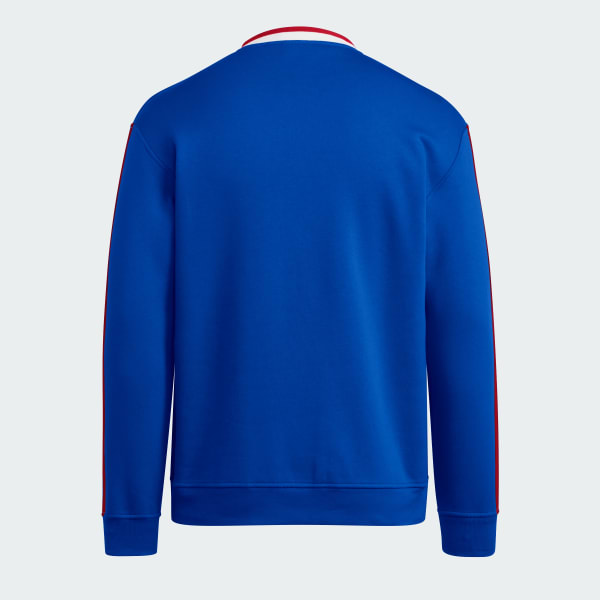 adidas Kansas Jayhawks 3-Stripes Fleece Jersey Crew - Blue | Free