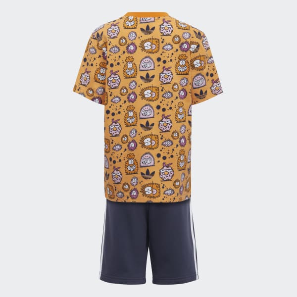 Oranje adidas x Kevin Lyons Short en T-shirt Set UG026