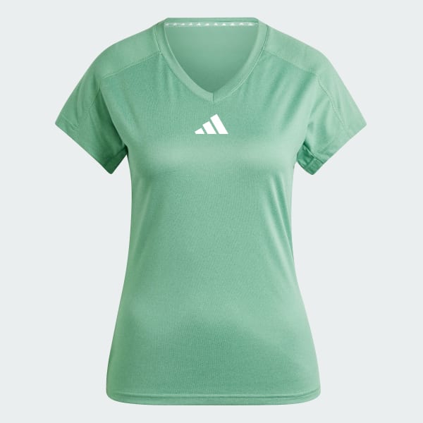 Green AEROREADY Train Essentials Minimal Branding V-Neck Tee
