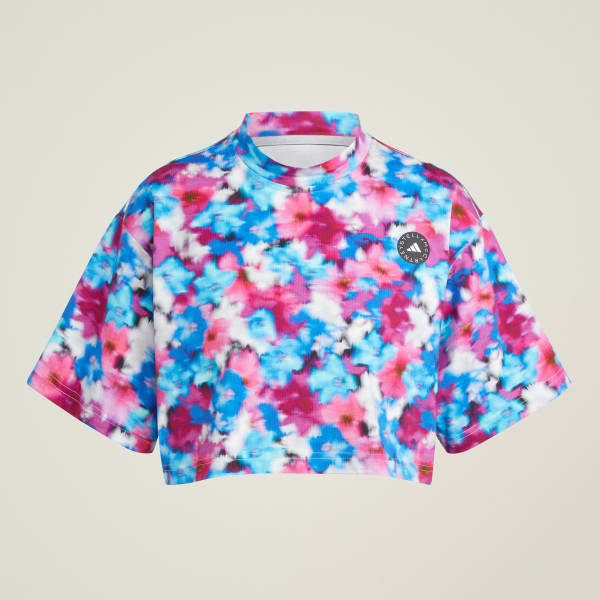Turquoise adidas by Stella McCartney Printed Crop Tee
