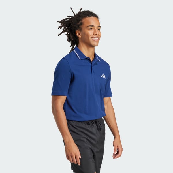 Blue Essentials Small Logo Piqué Polo Shirt