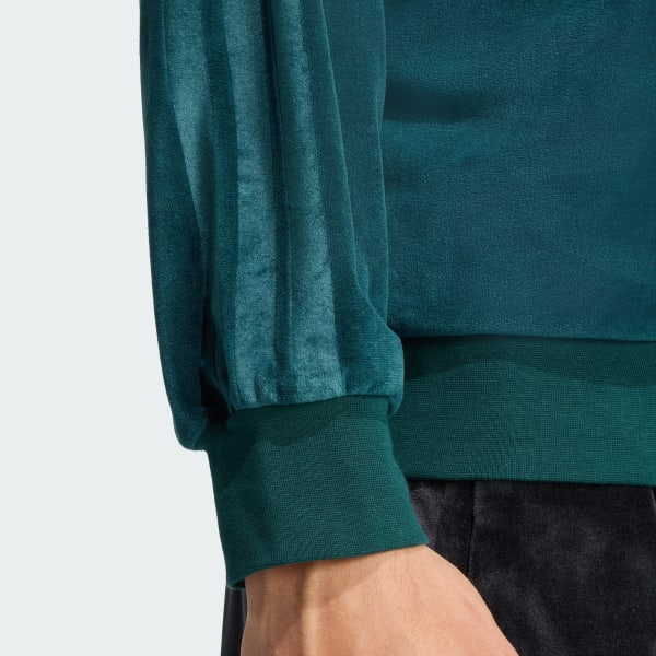 adidas VELOUR HALF ZIP Track Top - Green | Free Shipping with adiClub