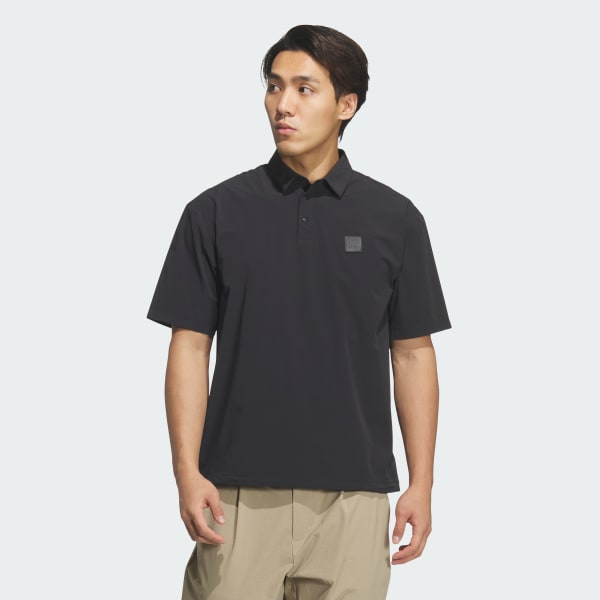 Black 클럽 컨수머 우븐 숏 슬리브 루즈 핏 폴로 셔츠