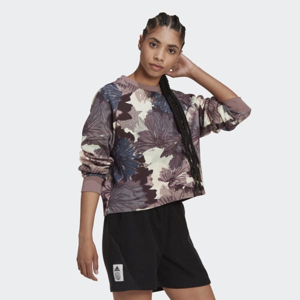 Fioletowy Allover Print Sweatshirt SH871