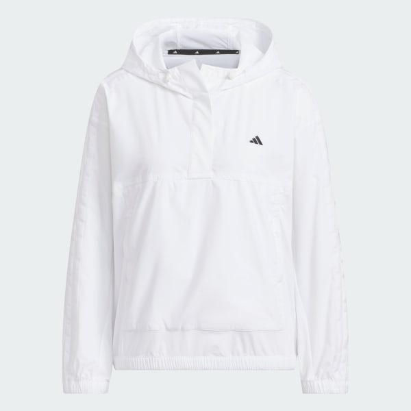 ホワイト スリーストライプス 長袖フードアノラックジャケット