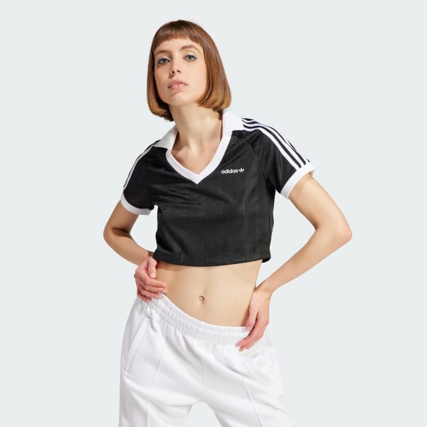 Adidas crop online top zwart