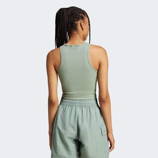 Verde Polo sin Mangas Essentials Acanalado