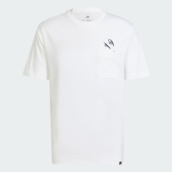 White Lounge Slides Graphic Pocket Tee