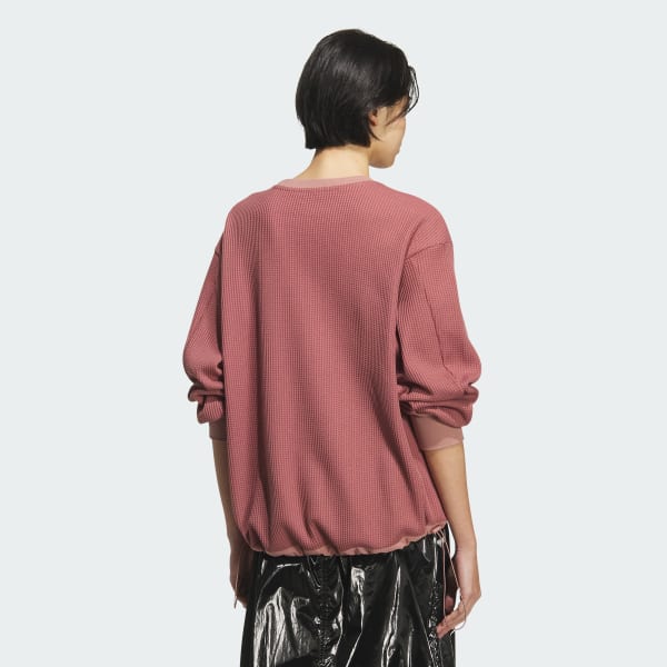 ピンク ラックスフロー オールデイズ ルーズフィット ワッフル フリース クルーシャツ