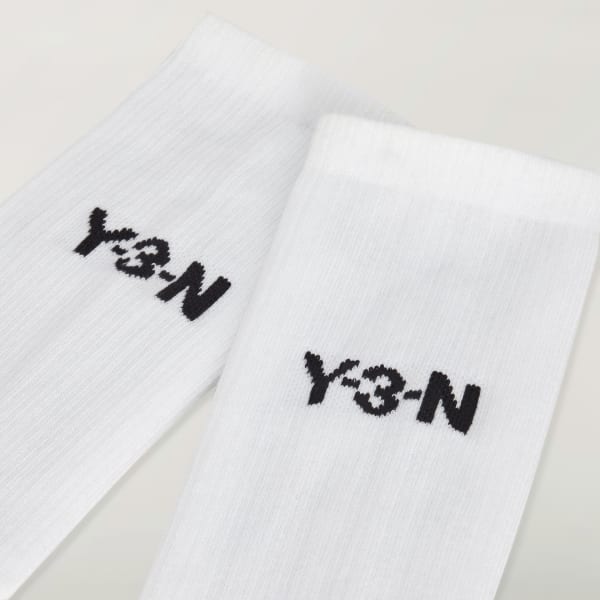 Hvit Y-3-N Ribbed Crew Sokker