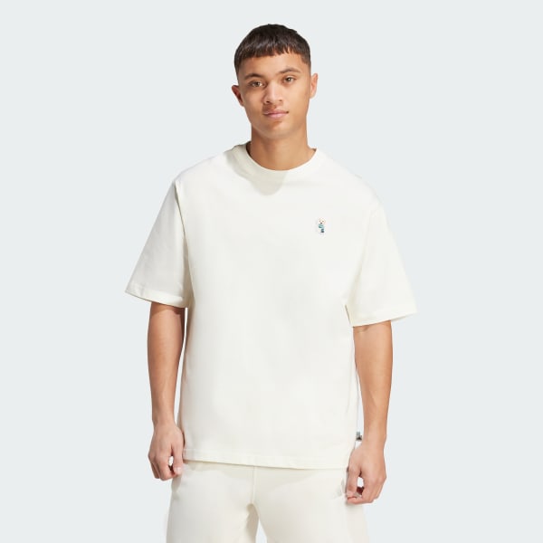 สีขาว เสื้อยืดพิมพ์ลาย Dog Sock Patch