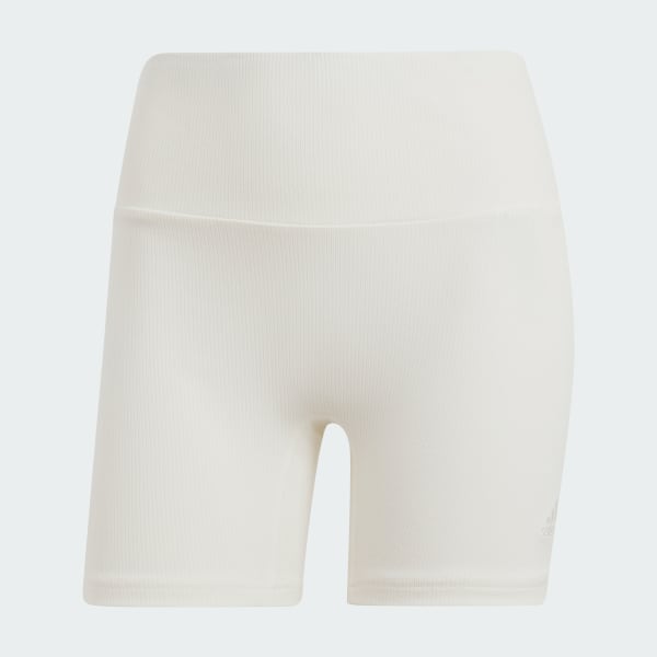 White Lounge Ribbed High-Waist Bike Shorts