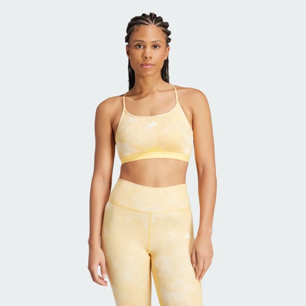 Roze AEROREADY Training Essentials Light Support Tie-Dye Flower-Print Beha