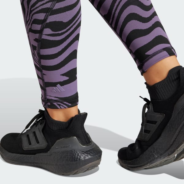adidas 3-Stripes Zip Ankle Sports Leggings, Shadow Violet at John