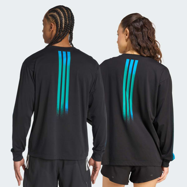Black FOLLOW THE LINE LONG-SLEEVE GRAPHIC TEE UNITEFIT
