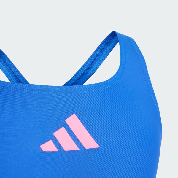 Blue Solid Small Logo Swimsuit