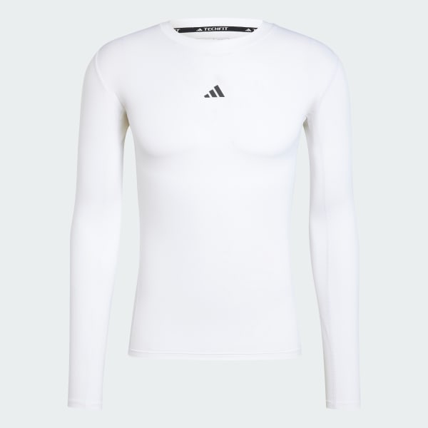 White TECHFIT Compression Training Long Sleeve Tee