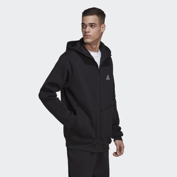 Czerń Essentials for Gameday Fleece Full-Zip Hoodie D7707