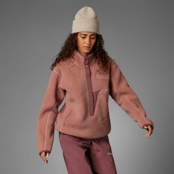 roze Terrex Xploric High Pile Fleece Pullover Sweatshirt