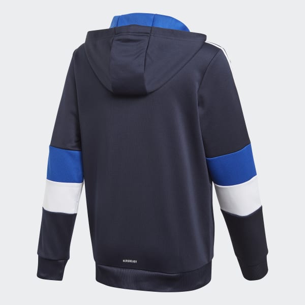 adidas Must Haves AEROREADY 3-Stripes Full-Zip Hoodie - Blue | adidas UK