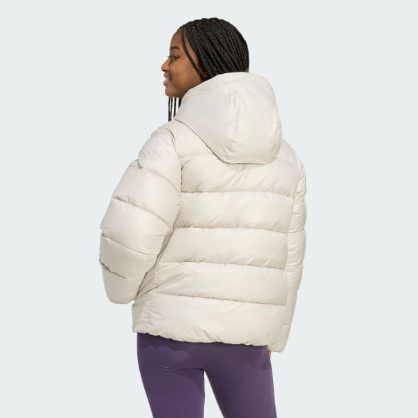 Beige Essentials CLIMAWARM Synthetic Down Puffer Hooded Jackets